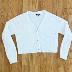 Vintage Vera Bendi Fuzzy White cardigan sweater medium y2k